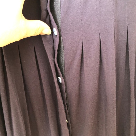 Navy Blue Long Sleeve Pleated Stretch Tunic Top Soft Cozy - Picture 4 of 7